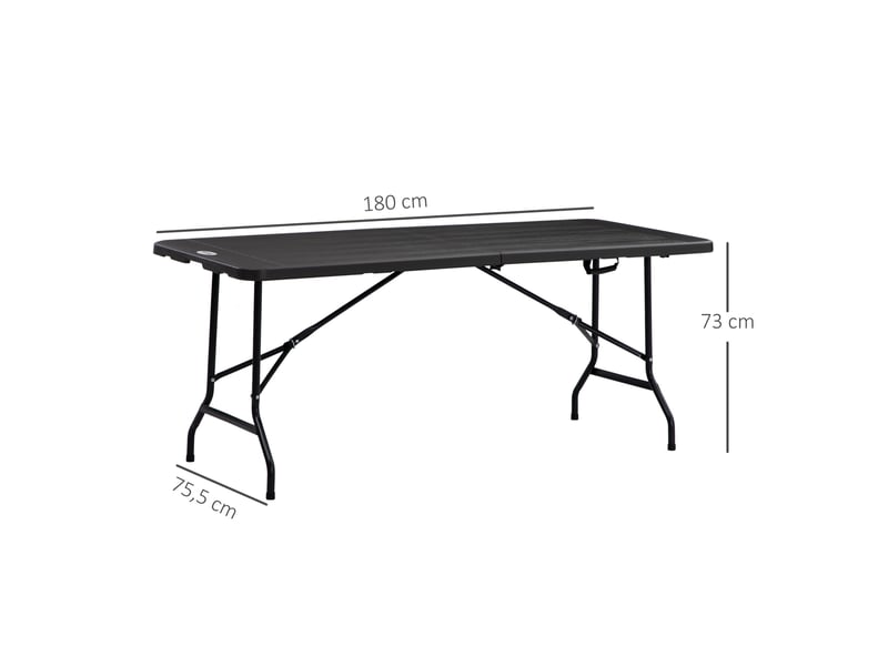  Table d'extérieur, table de jardin, pour 6 personnes, pliable, aspect bois, gris foncé, 180 x 75,5 x 73 cm  - Conforama E