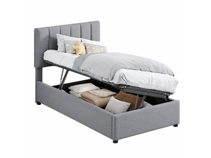 Lit coffre 90x200 cm ULQENI   coloris gris