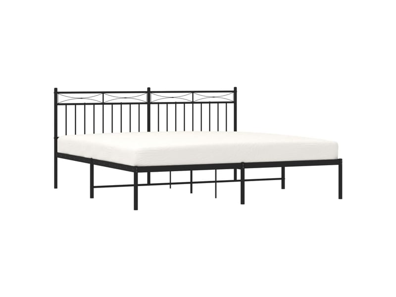  Lit double- lit adulte -  cadre de lit métal sans matelas et tête de lit noir 180x200 cm  - Conforama B