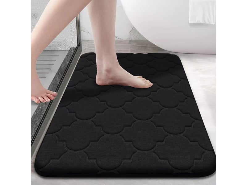  Tapis de bain antiderapant,tapis salle de bain en mousse à mémoire douce, absorbant,lavable en machine - 40 x 60 cm, noir  - Conforama A