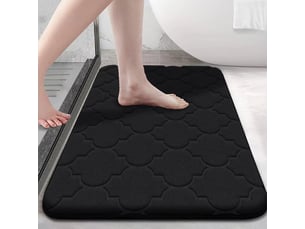 Tapis de bain antiderapant,tapis salle de bain en mousse à mémoire douce, absorbant,lavable en machine - 40 x 60 cm, noir