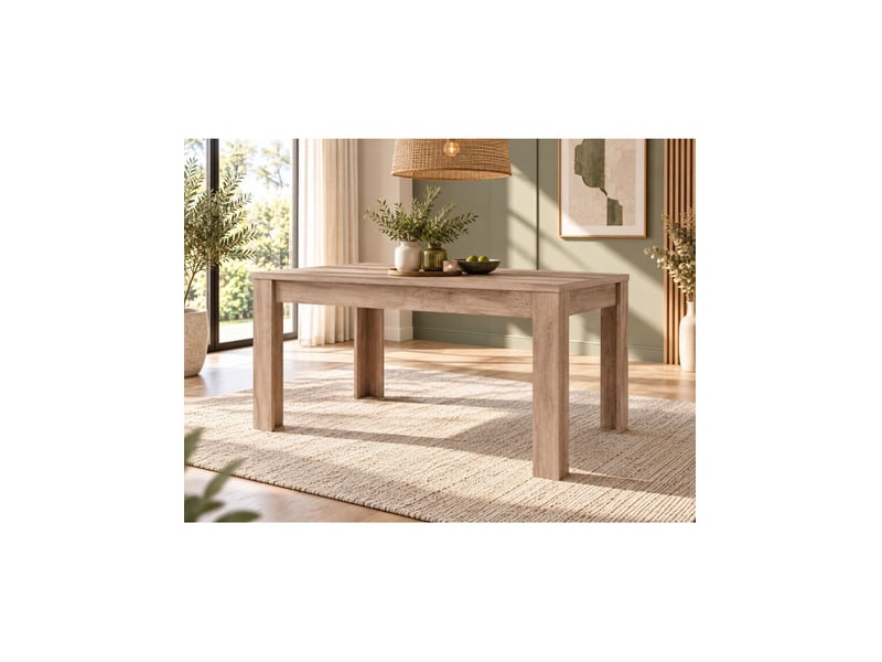  Salle à manger complète romi chêne dab canyon – table, buffet, vitrine et 3 miroirs  - Conforama E