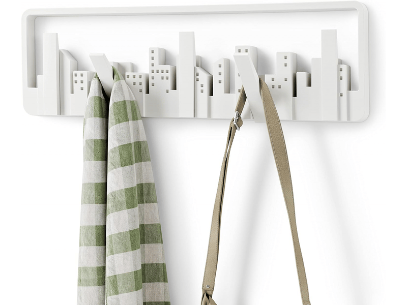  Porte-manteau mural moderne avec patères, avec 5 crochets, d'intérieur, blanc  - Conforama B