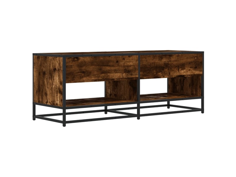  Meuble tv - banc tv - meuble de rangement chêne fumé 120,5x40x46 cm bois d'ingénierie et métal  - Conforama E