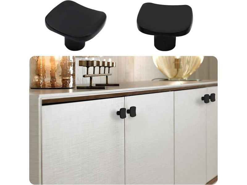  Pack de 6 poignées carrées noires à un seul trou, poignées en alliage de zinc pour cuisine, tiroirs et commodes  - Conforama D