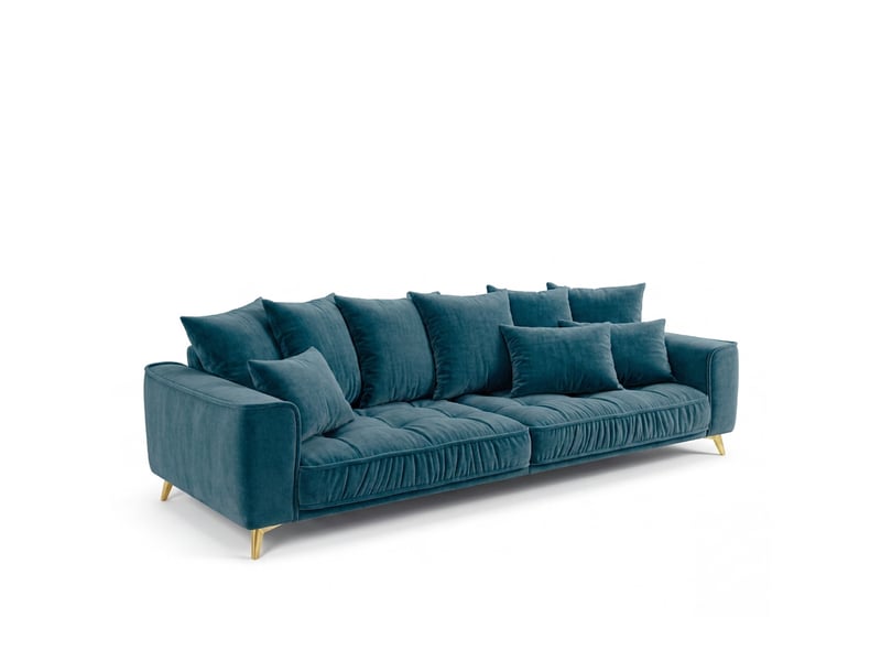  Canapé droit altamo en velours bleu pétrole - 4 places 3CA51.PI.4D.24 - Conforama D