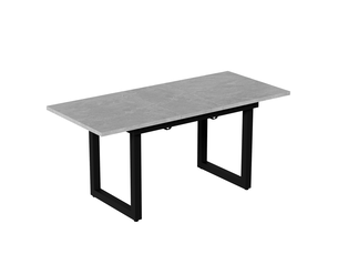Table à manger extensible 140180 x 80 x 75 cm, effet béton et noir, mdf et métal