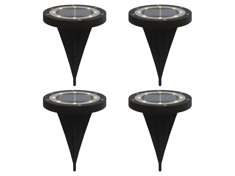 Lot de 4 lampes solaires de jardin éclairage extérieur pratique 11 x 13 cm en ps noir 02_0056673  - Conforama A