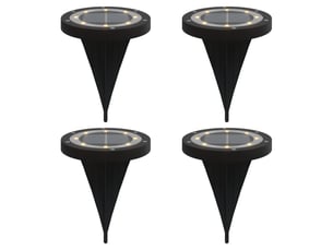 Lot de 4 lampes solaires de jardin éclairage extérieur pratique 11 x 13 cm en ps noir 02_0056673