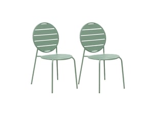 Lot de 2 chaises de jardin dossier rond en métal vert - baca