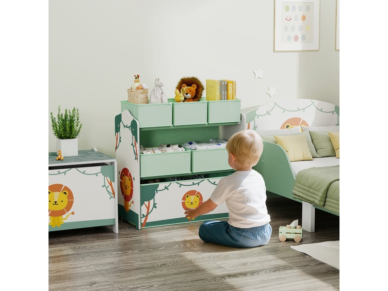  Meuble de rangement pour jouets d'enfants, 3 niveaux, vert  - Conforama B