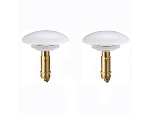 Lemroe 2 pcs bouchon de vidange en cuivre,anti-fuite,filtre de vidange d'évier avec couvercle en céramique (blanc + or,taille : 6,6 cm)
