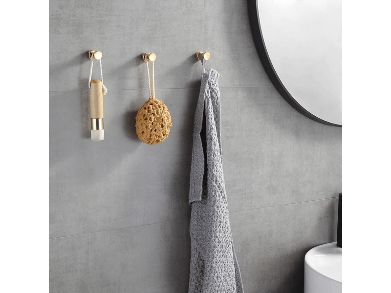  Crochets muraux, crochets à serviettes pour salle de bain, cuisine, portes, armoires et placards, paquet de 5 (or)  - Conforama B