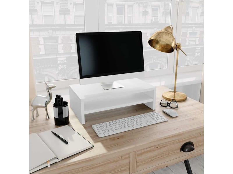  Meuble tv - support de moniteur blanc 42 x 24 x 13 cm bois d'ingénierie  - Conforama B