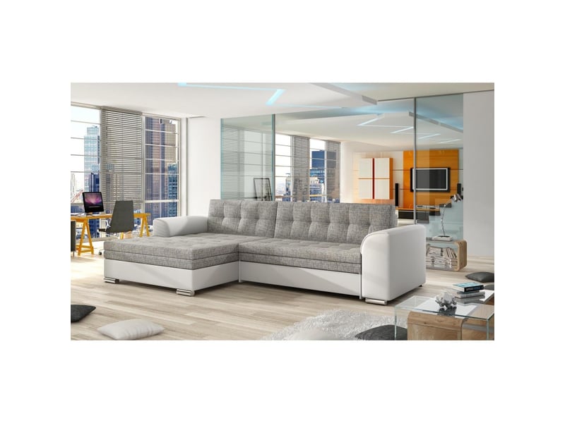  Canapé d'angle convertible conforto 4 places gris et blanc – angle gauche  - Conforama B