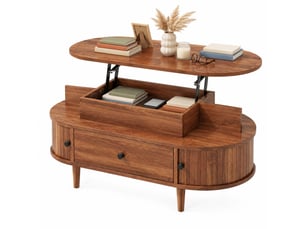 Table basse ovale coloris marron - 50 cmx105 cm
