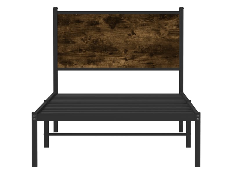  Lit simple- lit adulte -  cadre de lit en métal sans matelas chêne fumé 80x200 cm  - Conforama D