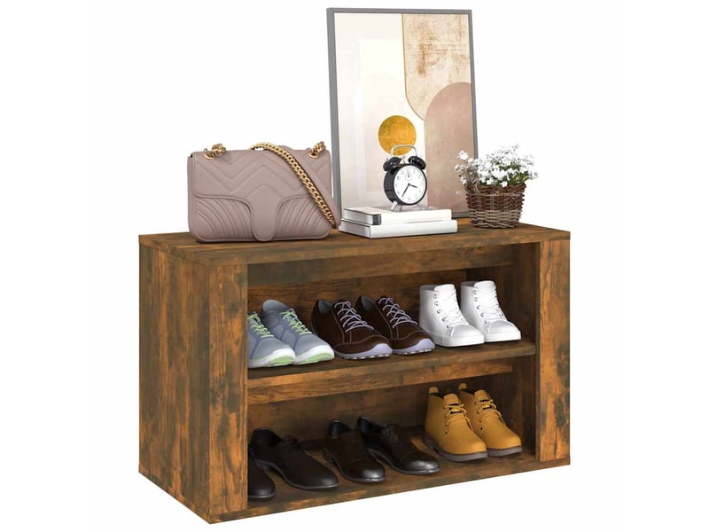  Meuble à chaussures, étagère à chaussures chêne fumé 75x35x45 cm bois d'ingénierie  - Conforama D