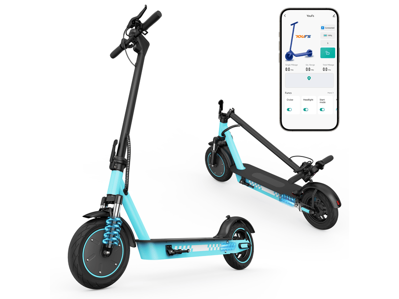  Trottinette électrique hiqis d9pro, double suspension, pneus alvéolés 10, bleu  - Conforama A