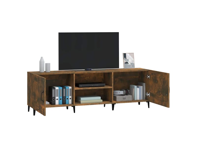  Meuble tv - banc tv - meuble de rangement chêne fumé 150x30x50 cm bois d'ingénierie  - Conforama E