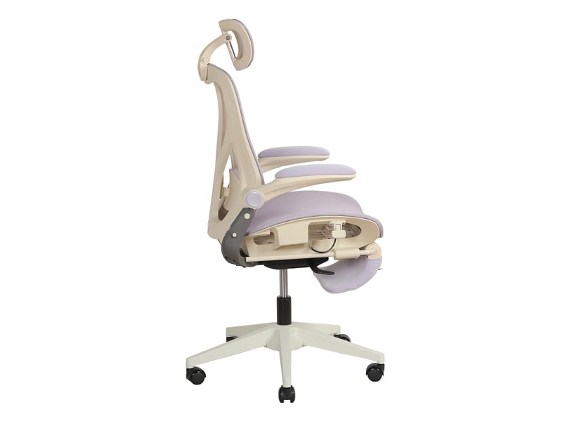  Fauteuil de bureau ergonomique pliable 62 x 48,5 x 129 cm – violet – appui-tête 3d et repose-pieds intégré  - Conforama B