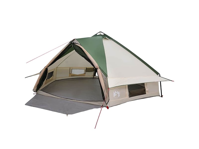  Tente de camping, tente teepee pour 8 personnes vert et blanc  - Conforama A