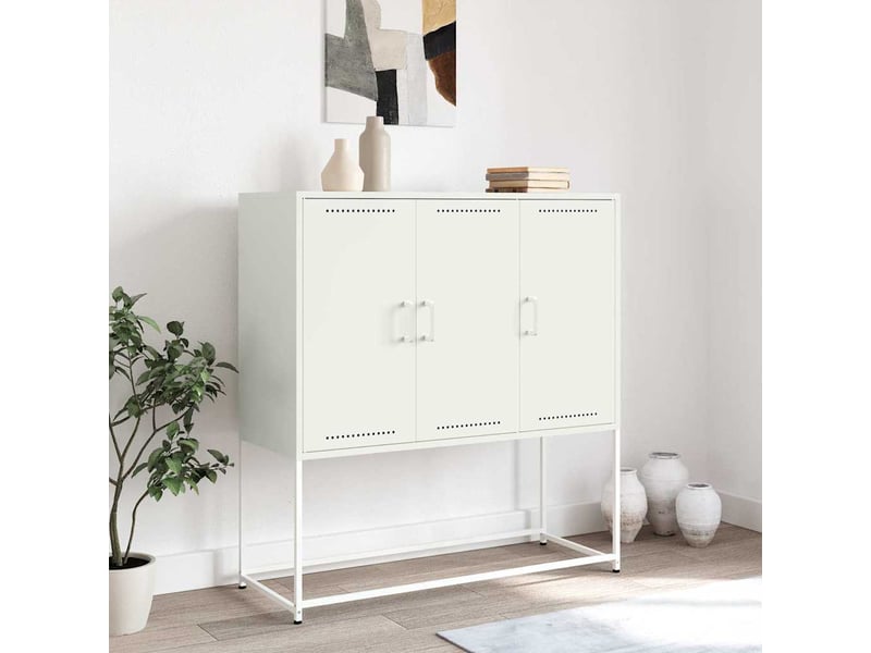  Buffet haut - bahut - meuble de rangement blanc 100,5x39x107 cm acier  - Conforama C