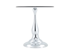 Table d’appoint ronde moderne, plateau en verre trempé, base stable, compacte pour salon et chambre