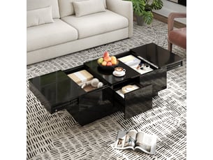 Table basse rectangulaire coloris noir LPOSPI - 50 cmx100 cm
