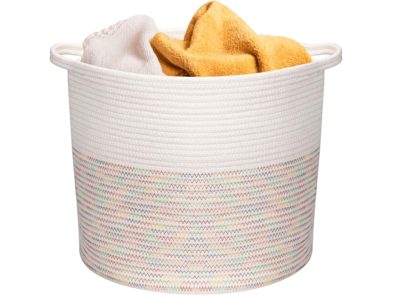  Panier coton linge sale 50 l, 38x35 cm, poignées, pour vêtements, jouets et serviettes  - Conforama A