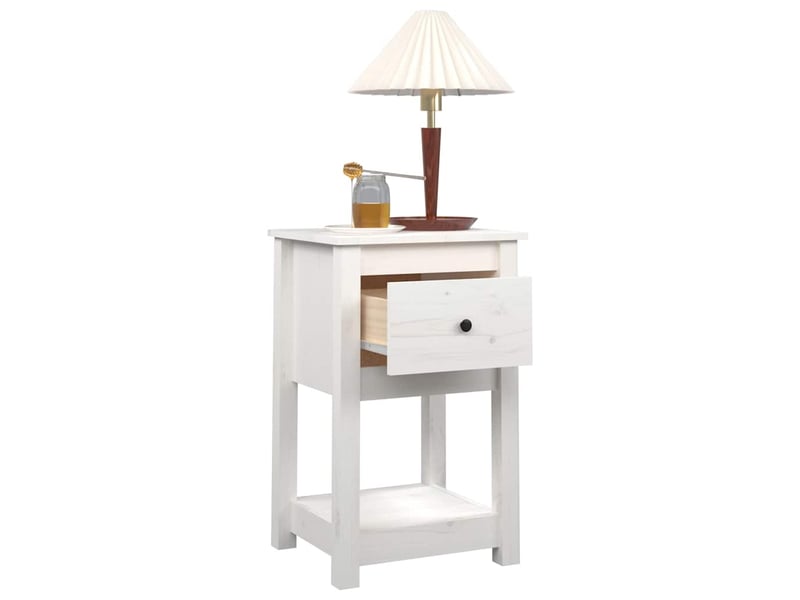  Lot de 2 tables de chevet - cabinet de chevet - table de nuit blanc 40x35x61,5 cm bois de pin massif  - Conforama D