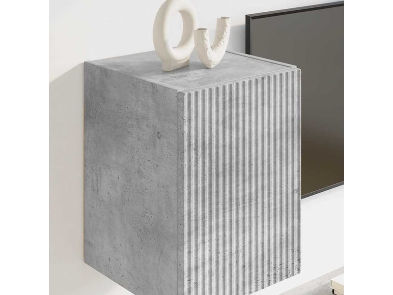  Meuble tv - banc tv - meuble de rangement mural 2 pcs béton bois d'ingénierie  - Conforama D