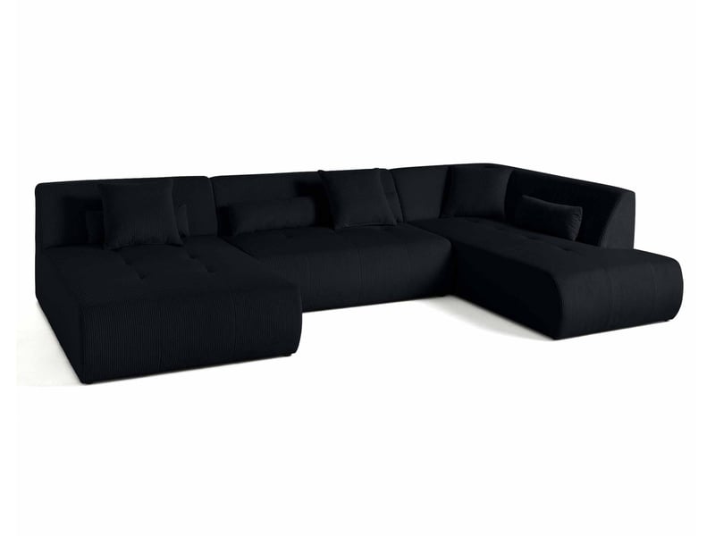 Onyx - canapé panoramique modulable d'angle droit 7 places - en velours côtelé - lisa design - noir ONYX - Conforama E