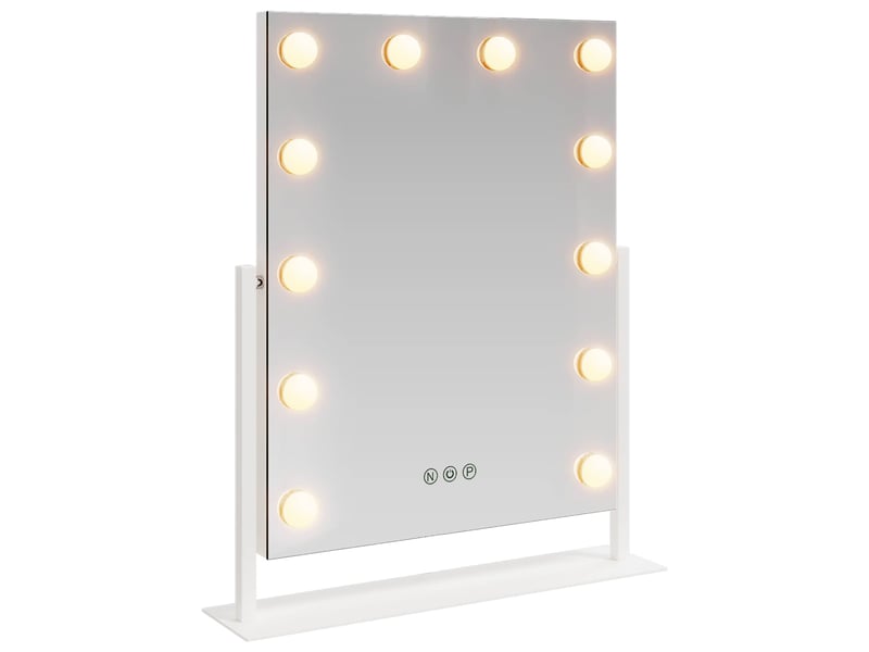 Miroir de coiffure led blanc 44 x 10 x 53 cm verre et acier cf62697 - Conforama A