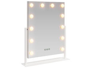 Miroir de coiffure led blanc 44 x 10 x 53 cm verre et acier cf62697