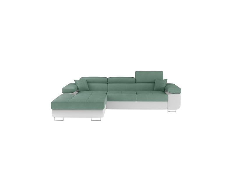 Canapé d'angle convertible amanda vert en chenille fine avec coffre - Conforama A