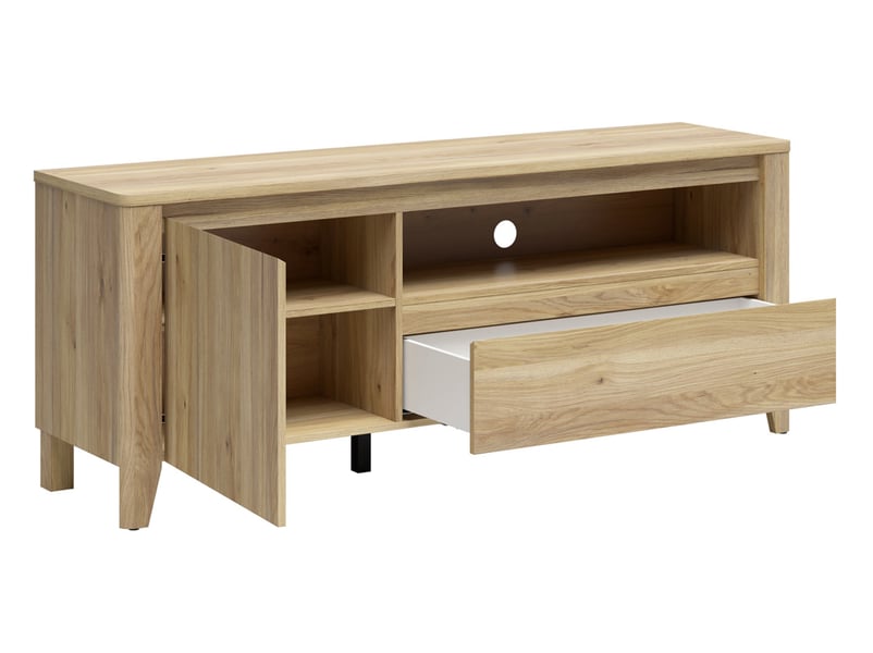  Meuble tv 1 porte 1 tiroir coloris chêne mauvella - longueur 161 x profondeur 42,5 x hauteur 64,5 cm  - Conforama C