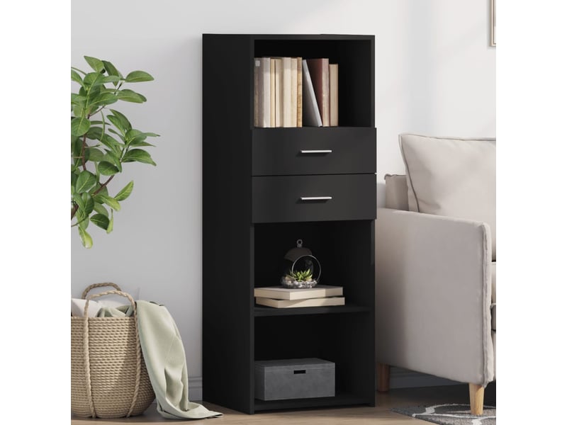  Buffet haut - bahut - meuble de rangement noir 45x42,5x124 cm bois d'ingénierie  - Conforama B