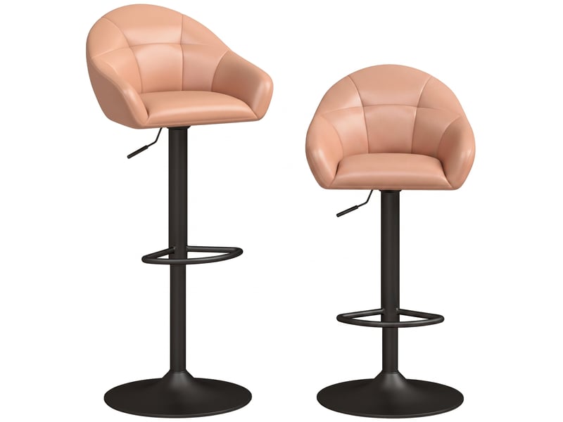 Lot de 2 tabourets de bar, hauteur réglable, pivotant 360°, dossier, accoudoirs, 49,5x48,5x108cm, repose-pieds, marron - Conforama B