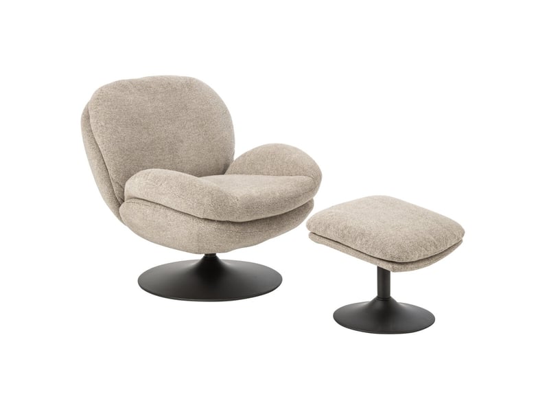  Fauteuil avec pouf repose-pieds helle 88cm beige  - Conforama A