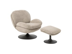 Fauteuil avec pouf repose-pieds helle 88cm beige