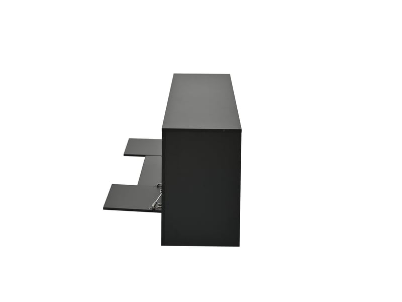  Meuble tv noir haute brillance 192x37x53 cm avec led et 3 portes, rangement moderne pour tv jusqu'à 85 pouces  - Conforama D