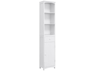 Meuble de salle de bain gain de place en mdf blanc, meuble multifonctionnel pour chambre à coucher avec 3 étagères, 34 x 24 x 170 cm