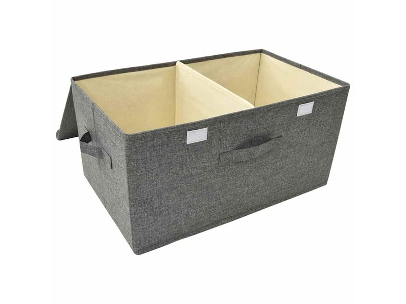  Boîtes de rangement tissu intissé 2 compartiments anthracite  - Conforama D