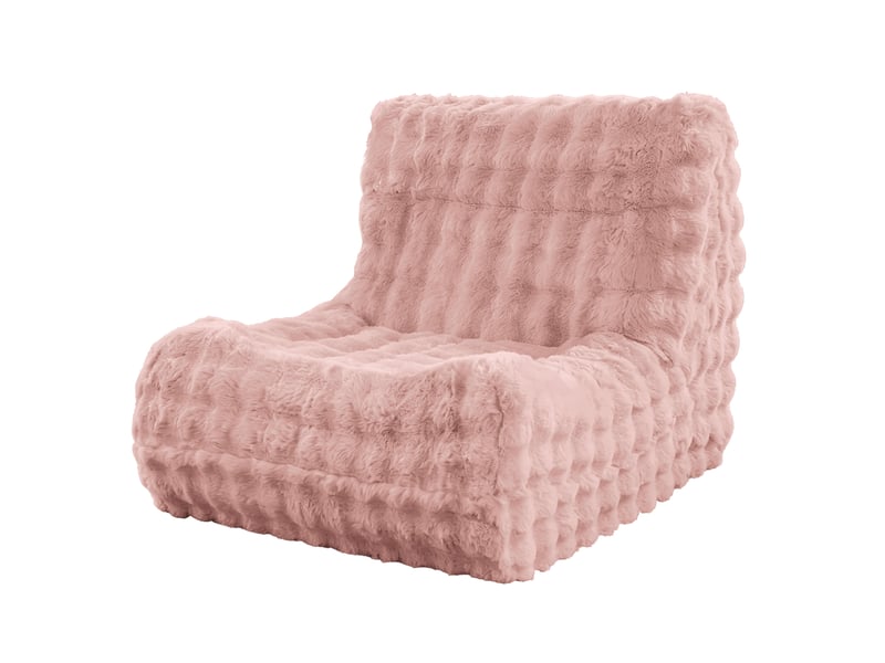 Fauteuil poire au sol avec dossier chenille rose 85 x 100 x 78 cm - Conforama A