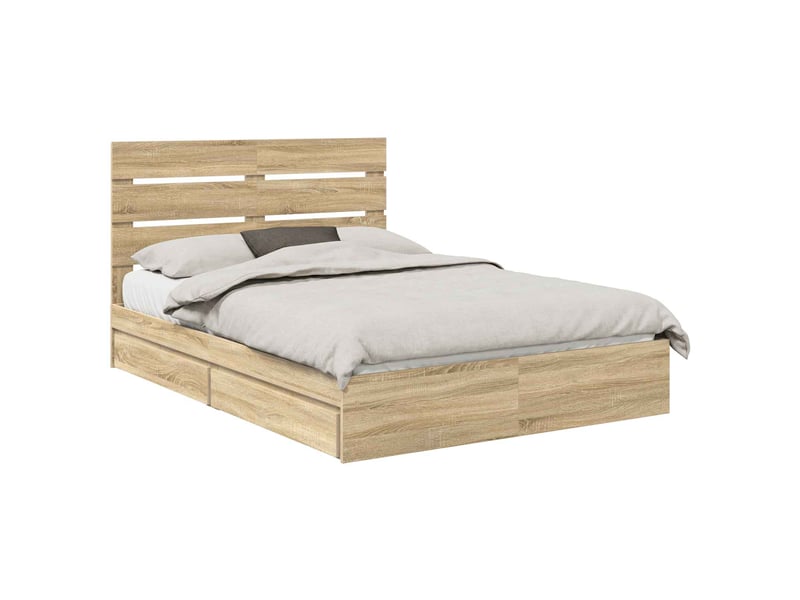  Lit double- lit adulte -  lit de rangement chêne sonoma 140 x 190 cm bois d'ingénierie  - Conforama A