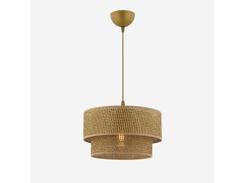  Suspension luminaire en métal et coton echo - beige  - Conforama D