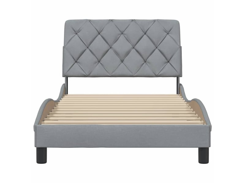  Lit simple- lit adulte -  cadre de lit sans matelas gris clair 100x200 cm tissu  - Conforama D
