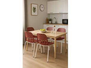 Lot de 4 chaises de cuisine empilables kio rouges et blanches avec structure métal