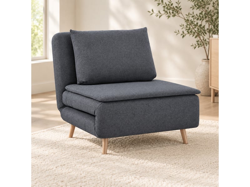  Fauteuil convertible ulevr 3-en-1 click-clack 95 cm, dossier réglable 3 positions, lit d’appoint 191 x 95 cm, polyester gris  - Conforama E